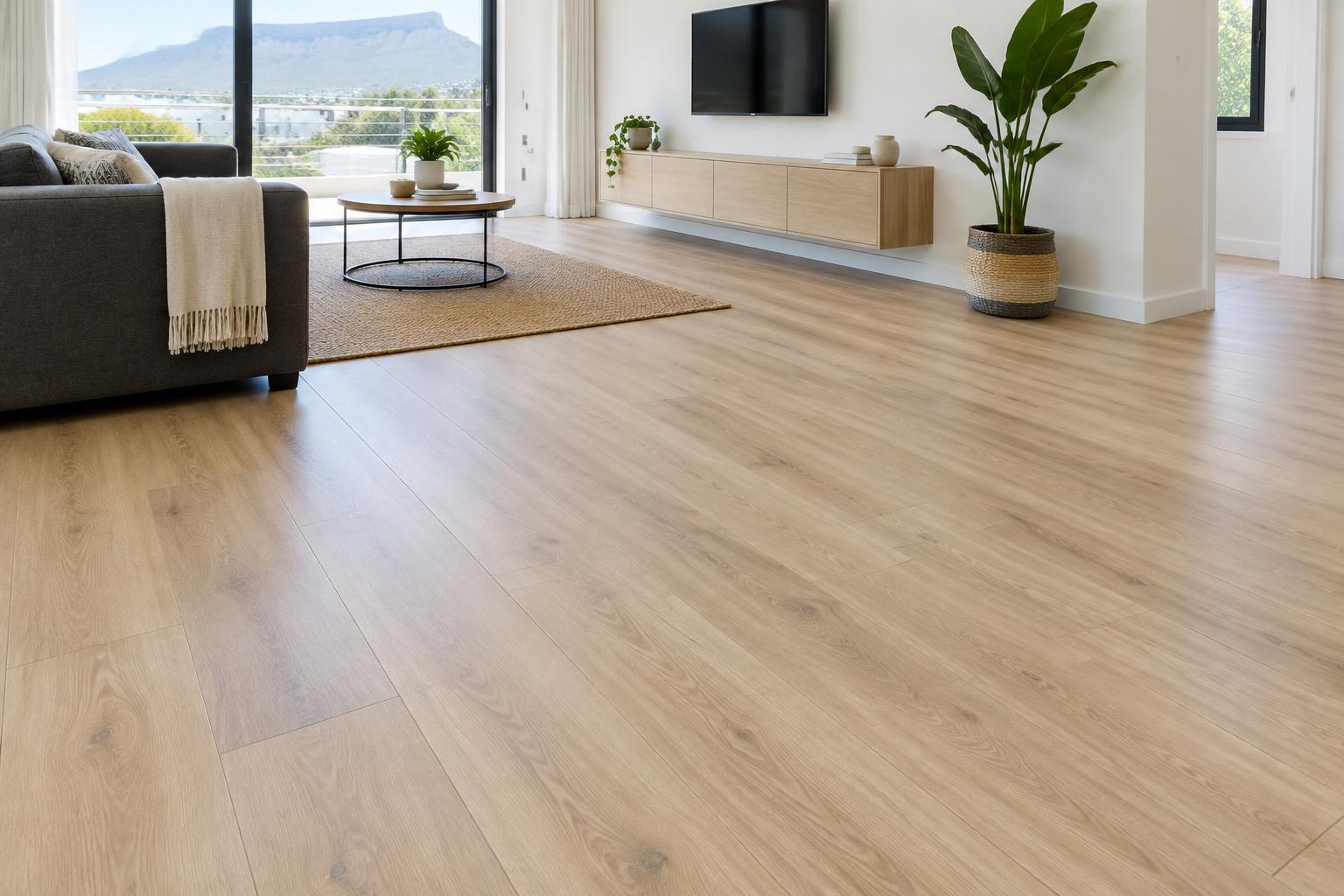 Vinyl flooring inspiration in a finished living room